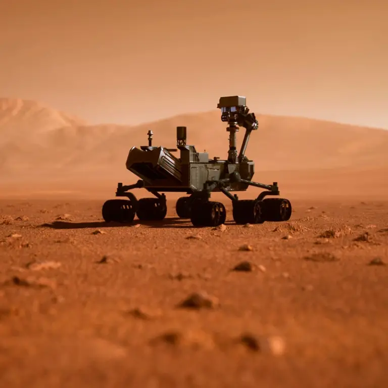 A rover on a martian landscape